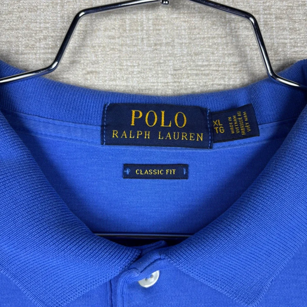 Polo Ralph Lauren Mens XL Blue Classic Fit Short Sleeve Performance Y2K Polo